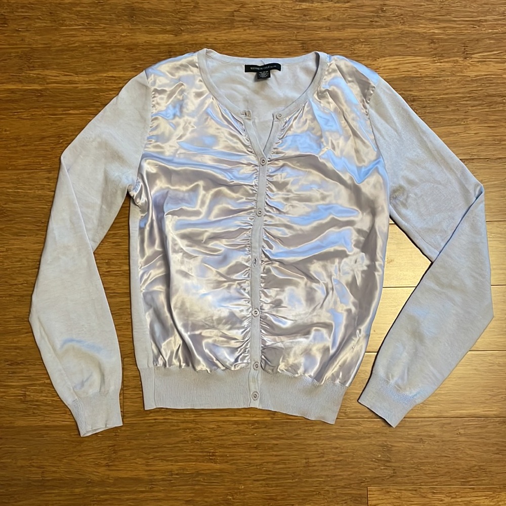 Kenneth Cole satin front cardigan.